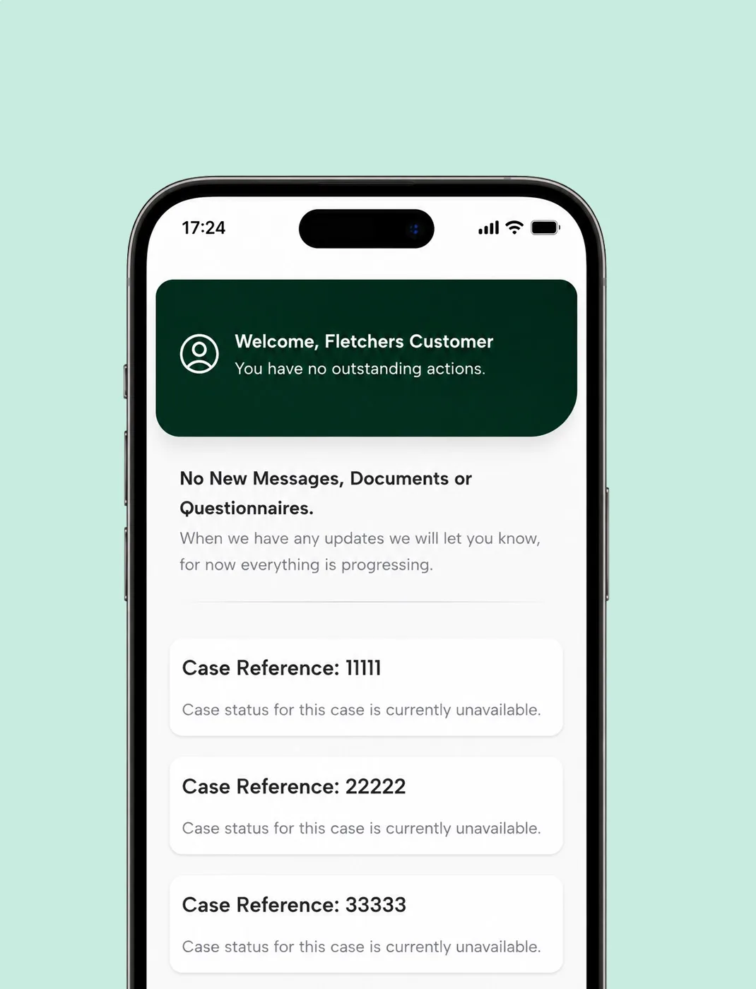 Client portal cases screen