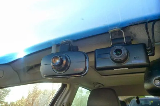 Dashcams mounted inside windscreen