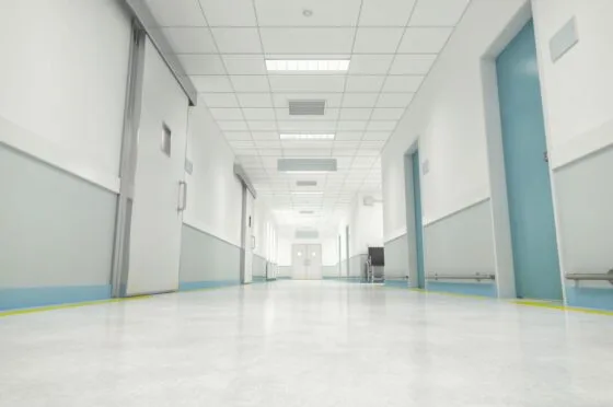 Empty hospital corridor