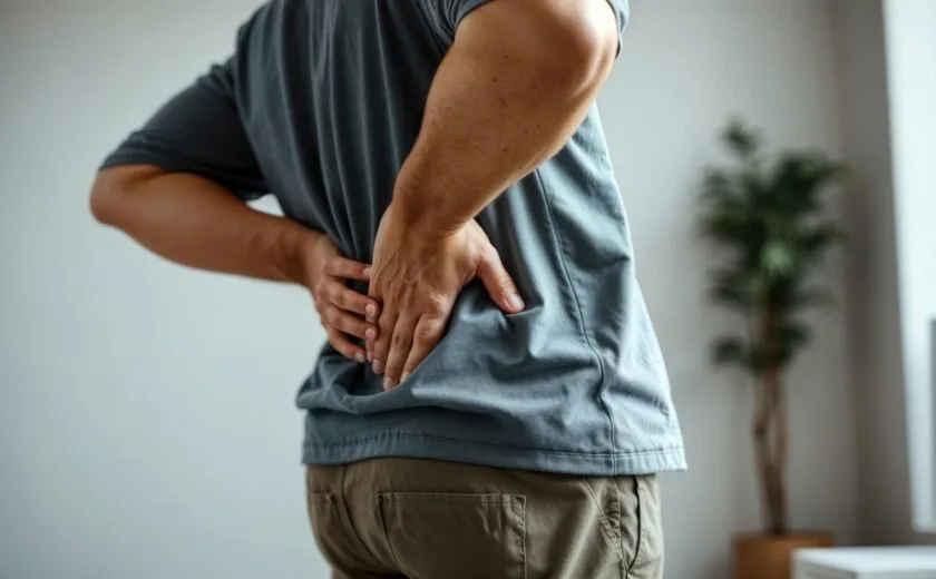 Man holding lower back