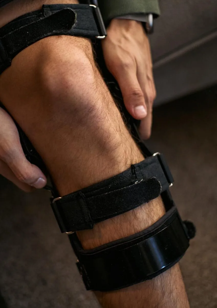 Man in knee brace