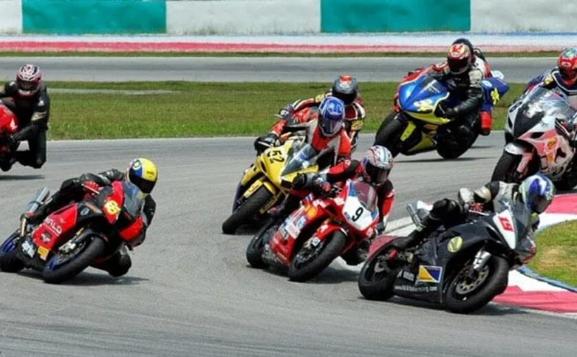 Motorcycle racers on track day