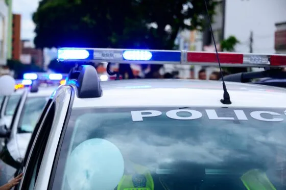 Police car with emergency lights