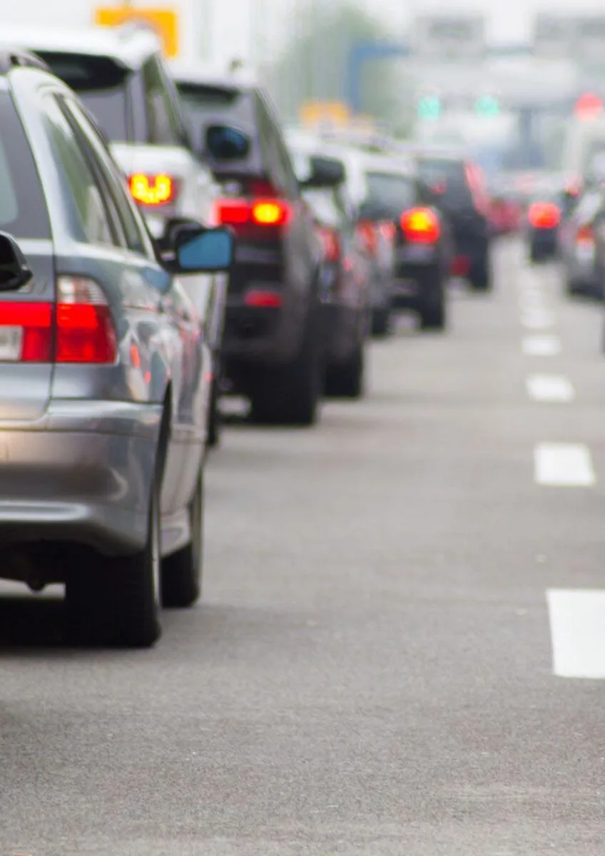 Queue of cars in traffic
