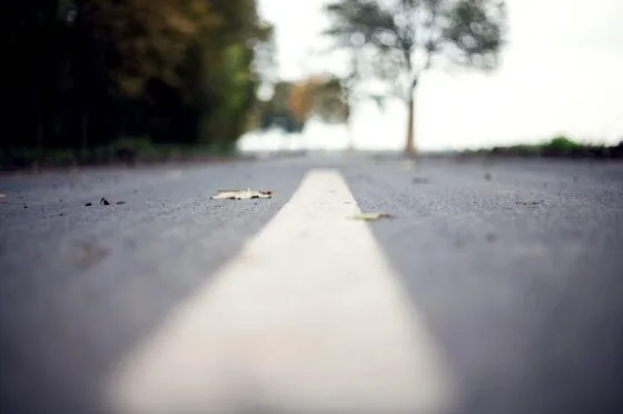 Road marking on empty road