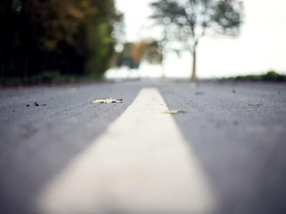 Road marking on empty road