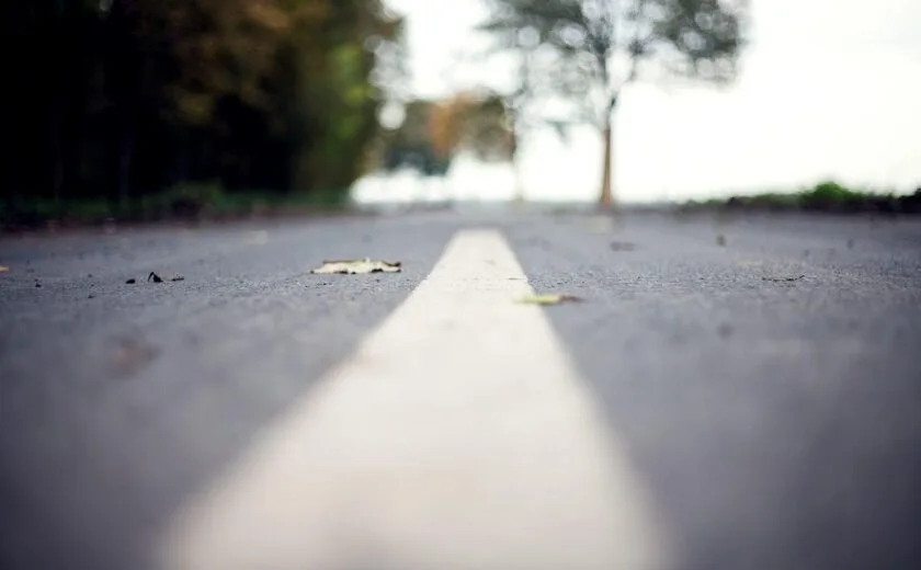 Road marking on empty road