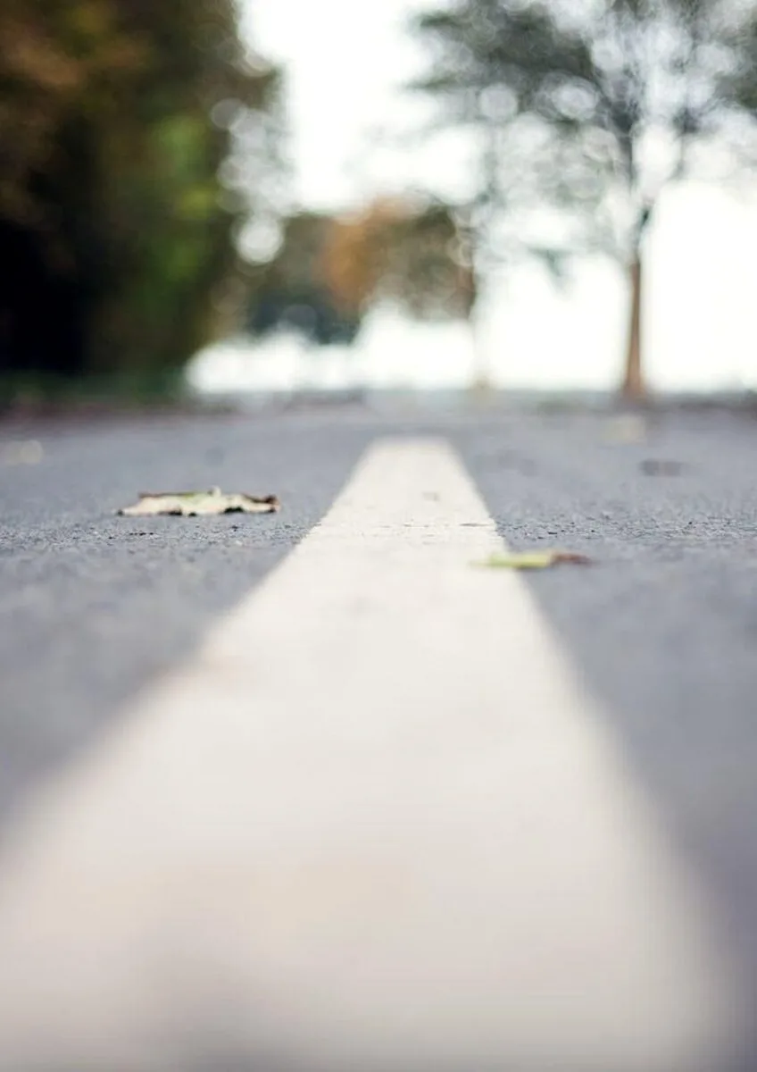 Road marking on empty road