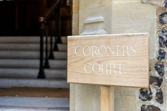 Sign outside Coroner's Court