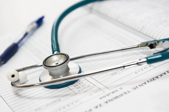 Stethoscope on medical notes