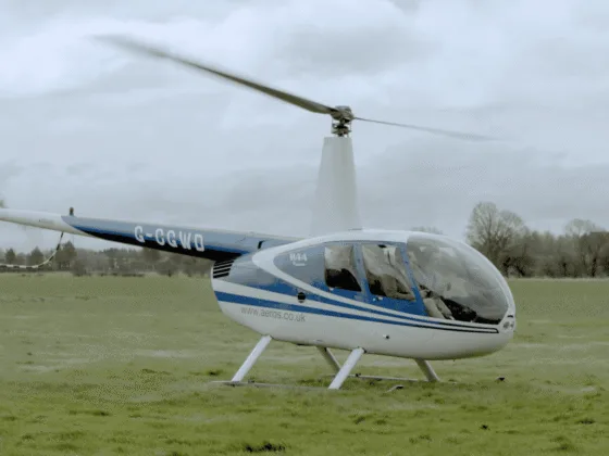 Sam landing a helicopter
