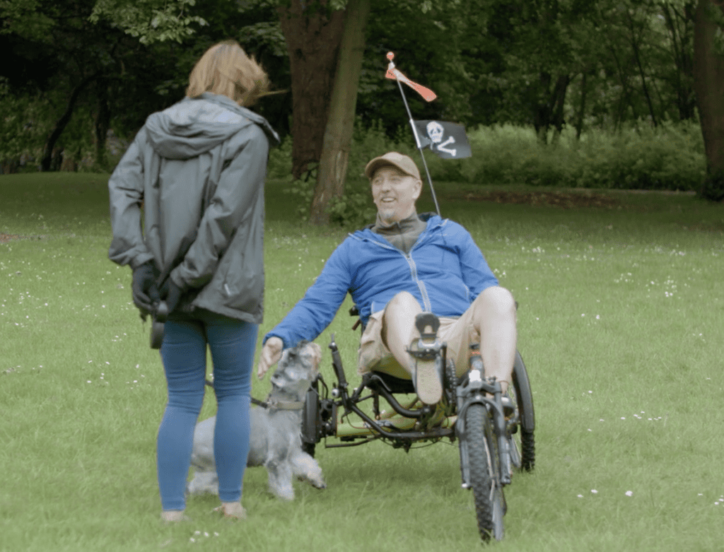 Dave and the dog in park
