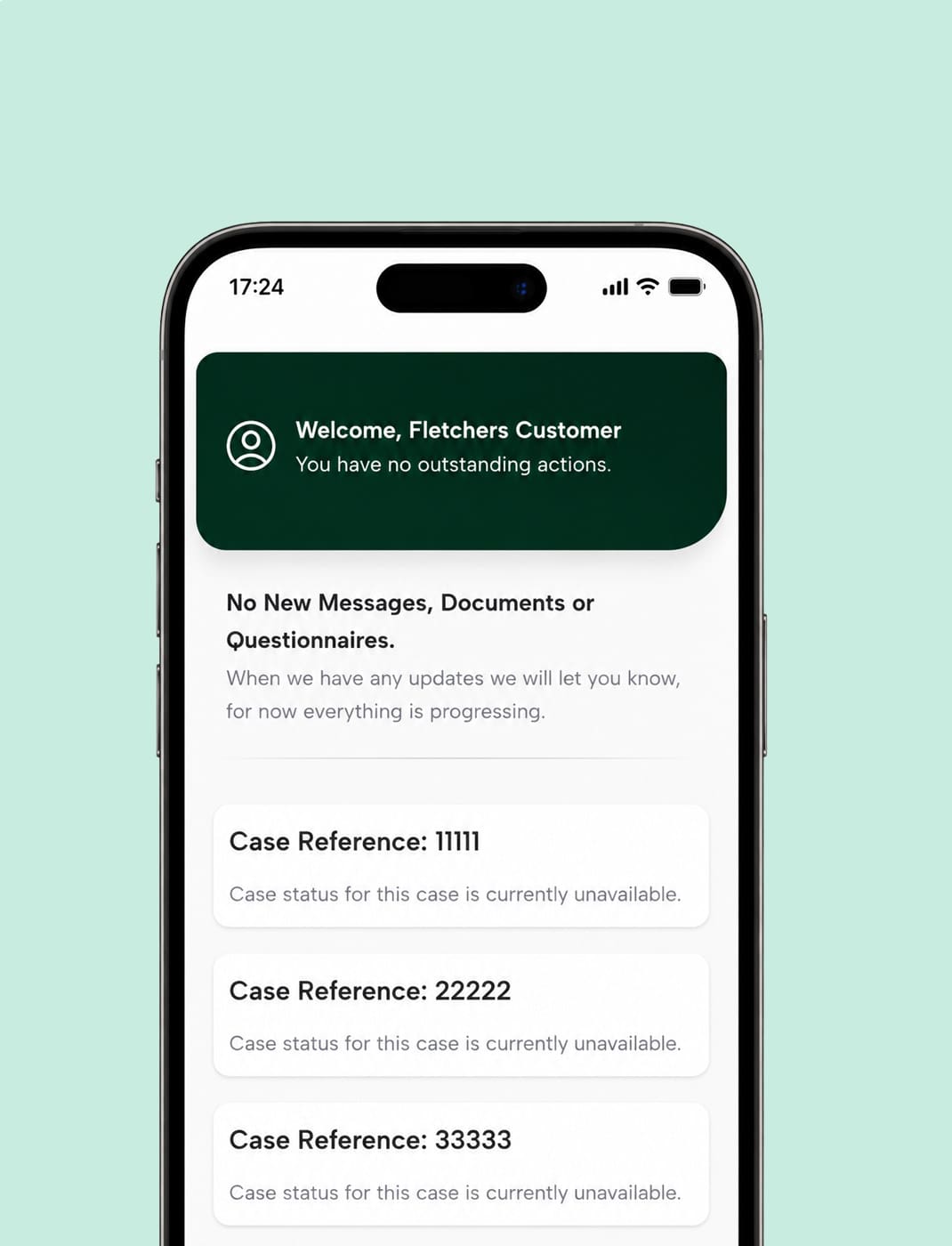 Client portal cases screen