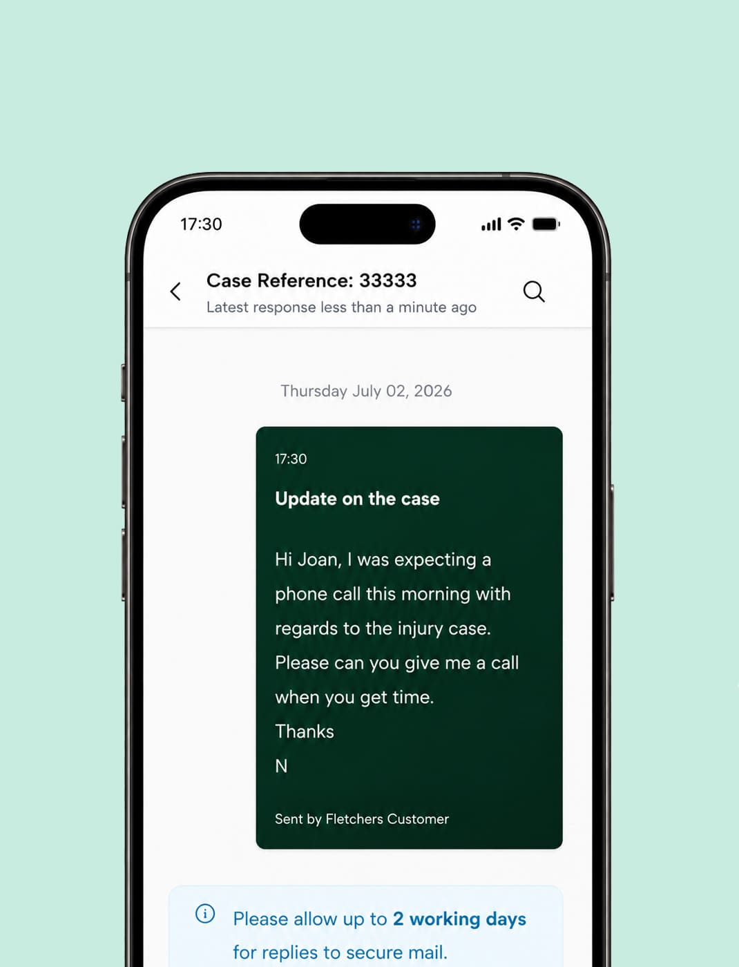 Client portal messages screen