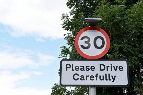30mph sign asking drivers to drive carefully