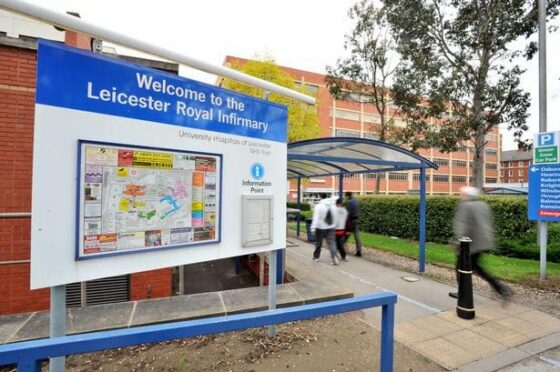 Entrance sign at Leicester Royal Infirmary