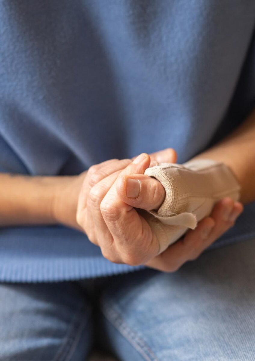 Finger injury woman