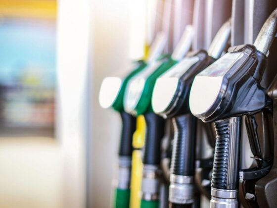 Fuel pumps at petrol station