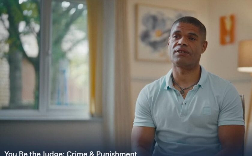 Man speaking in You Be the Judge video still