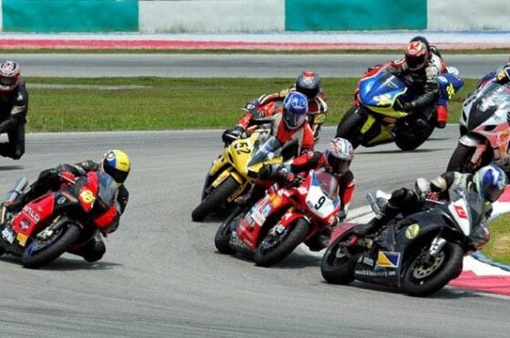 Motorcycle racers on track day
