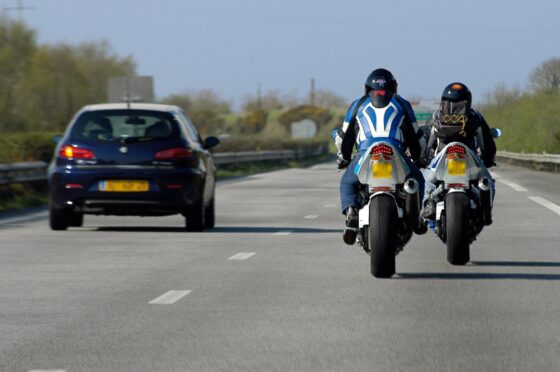 Motorcyclists riding on dual carriageway