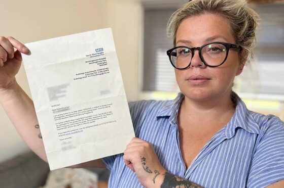Natalie Brewell holding NHS letter
