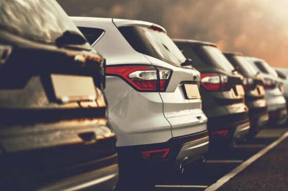 Parked cars in car park