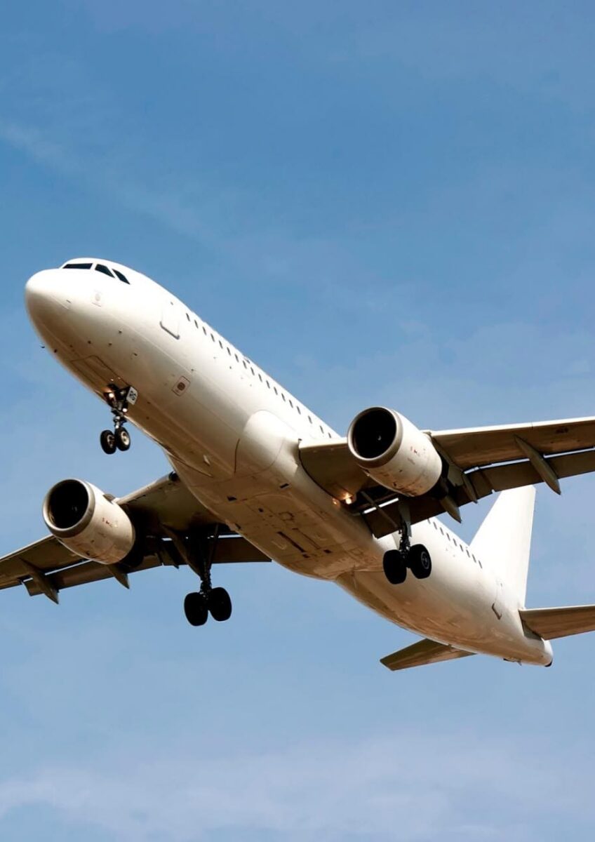 Passenger plane flying overhead
