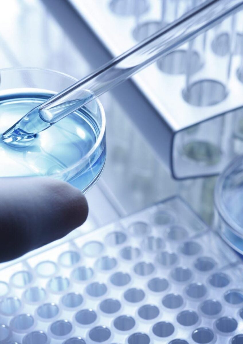 Pipette testing sample in laboratory