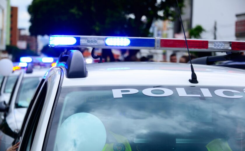 Police car with emergency lights