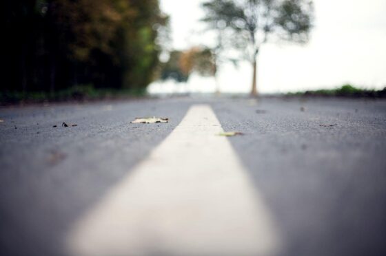 Road marking on empty road