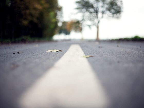 Road marking on empty road