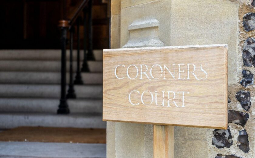 Sign outside Coroner's Court
