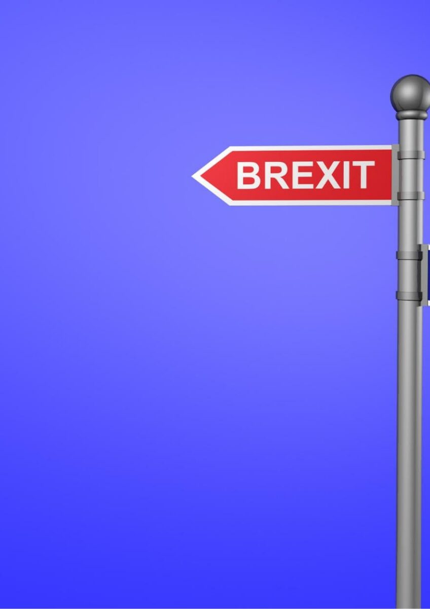Signpost pointing towards Brexit and EU
