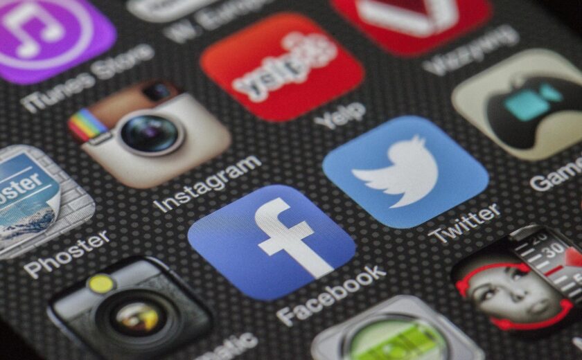 Smartphone screen showing social media apps