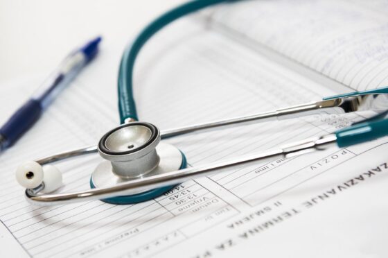 Stethoscope on medical notes