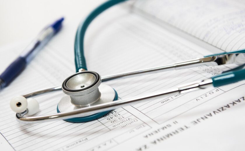 Stethoscope on medical notes