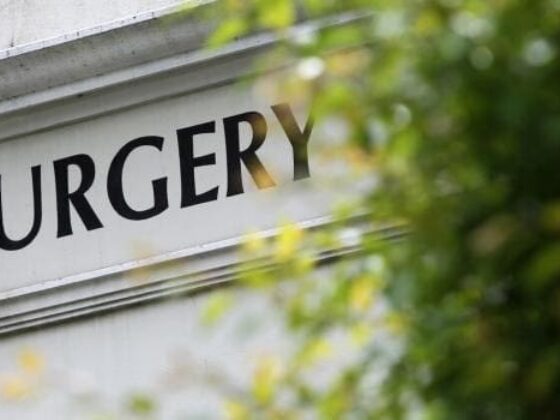 Surgery sign outside GP practice