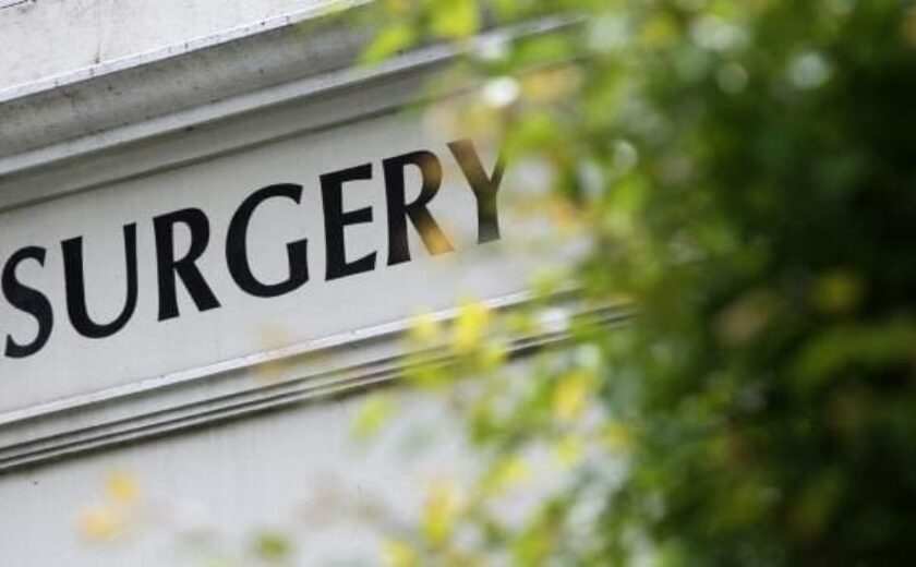 Surgery sign outside GP practice