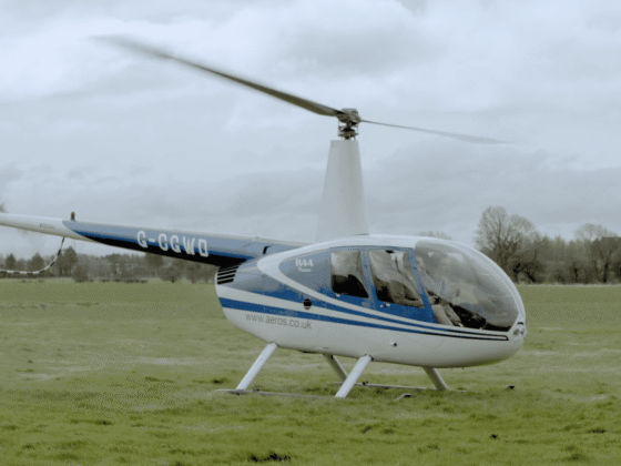 Sam landing a helicopter