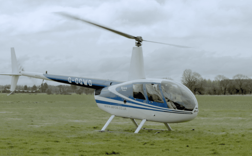 Sam landing a helicopter
